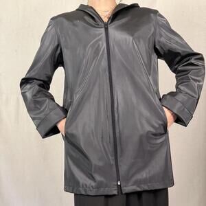 Matte Black Hooded Rain Jacket by Utex Design | Size S